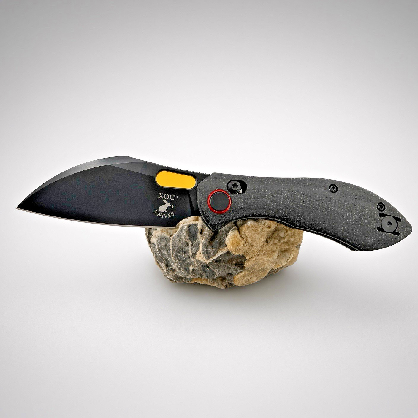 XOC Knife Black Hawk Folder Micarta Scales Deep Carry Pocket Clip 14C28N Steel