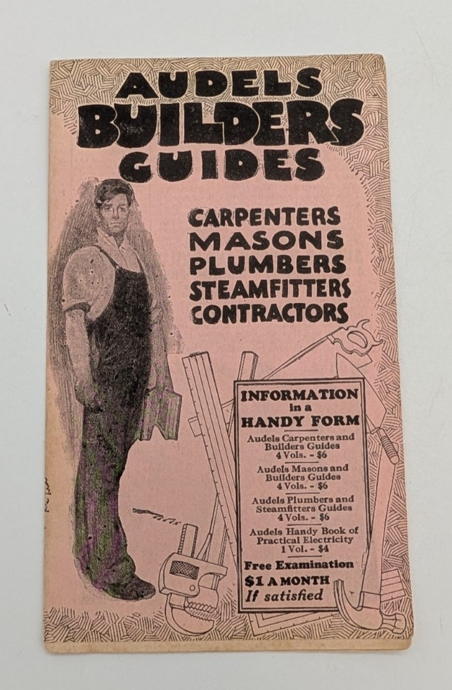 Vintage Audels Builders Guides informational pamphlet advertising for book set