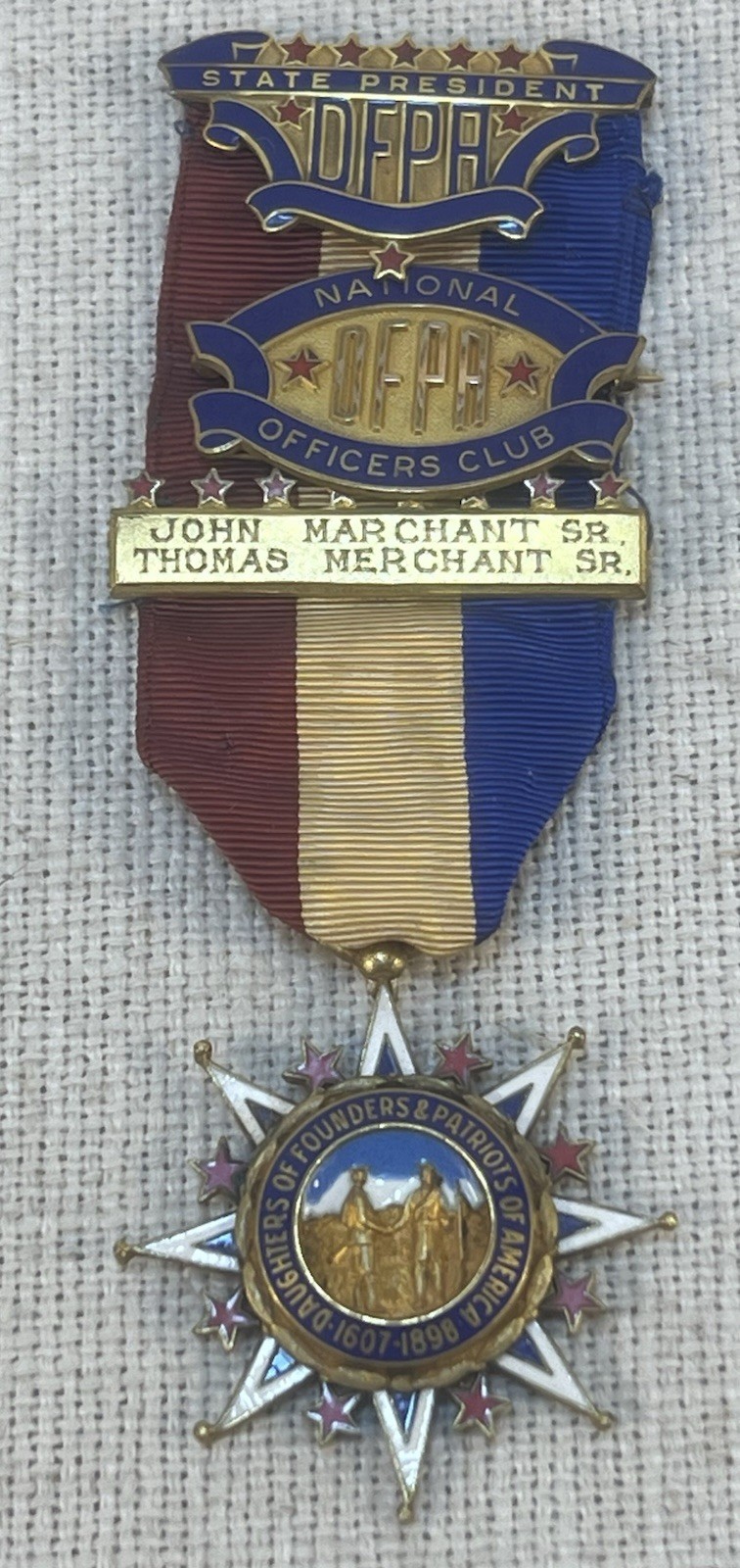 Rare- Daughters of the Founders and Patriots of America National Officers Medal Rare- Daughters of the Founders and Patriots of America National Officers Medal