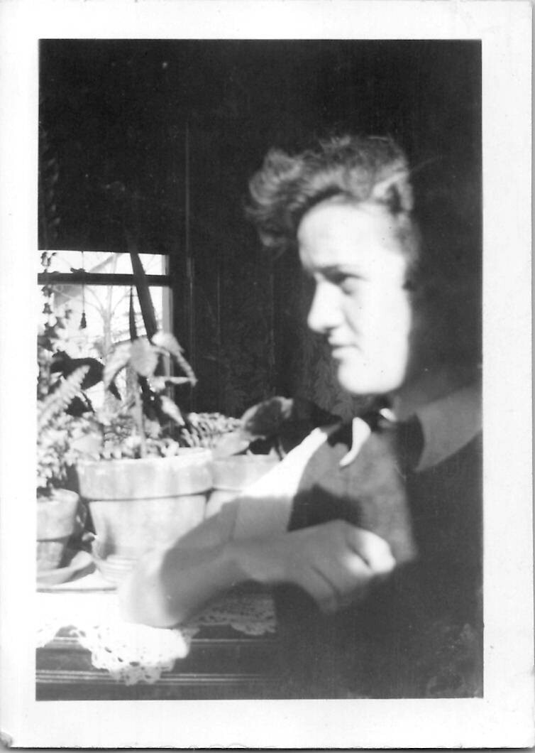 POV Close Up Selfie of Masculine Tomboy Looking Young Woman 1930s Vintage Photo