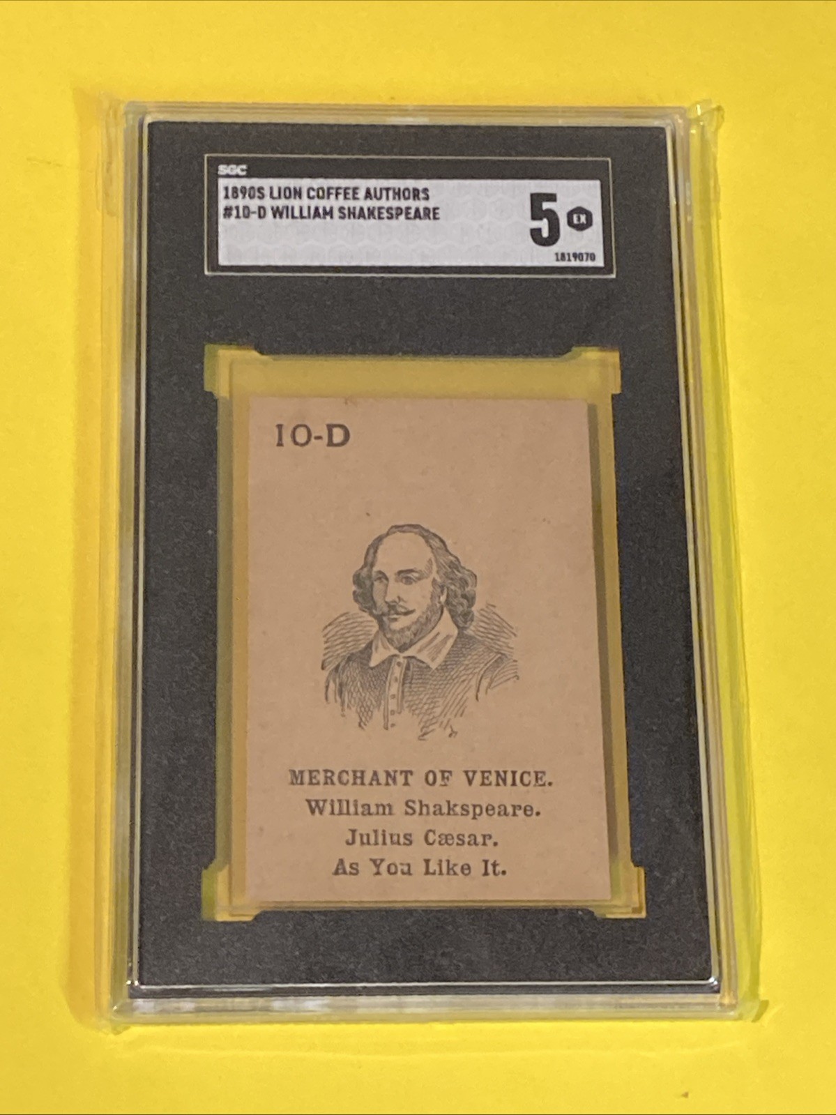 1890s Lion Coffee Famous Authors Game William Shakespeare #10-D SGC 5 - Highest