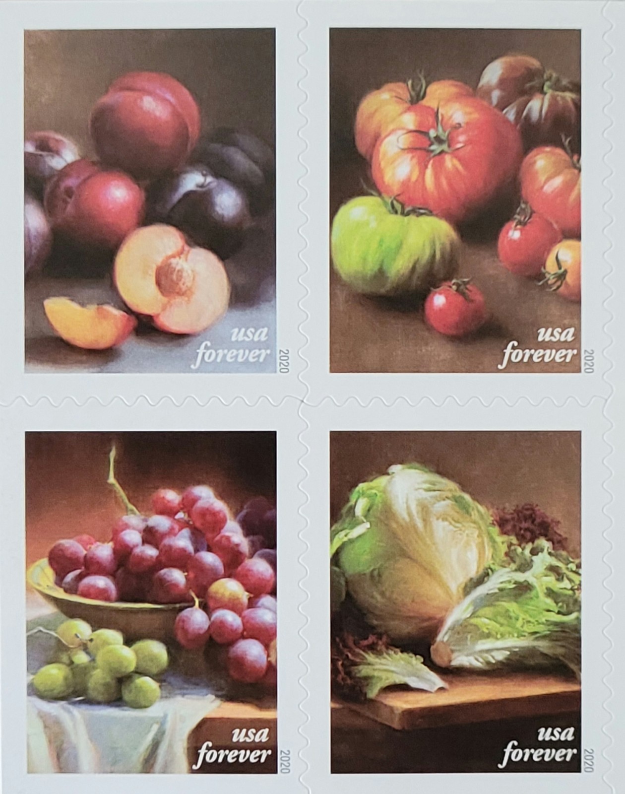 2020 Sheet of 20 First Class Letter Fruits & Vegetables