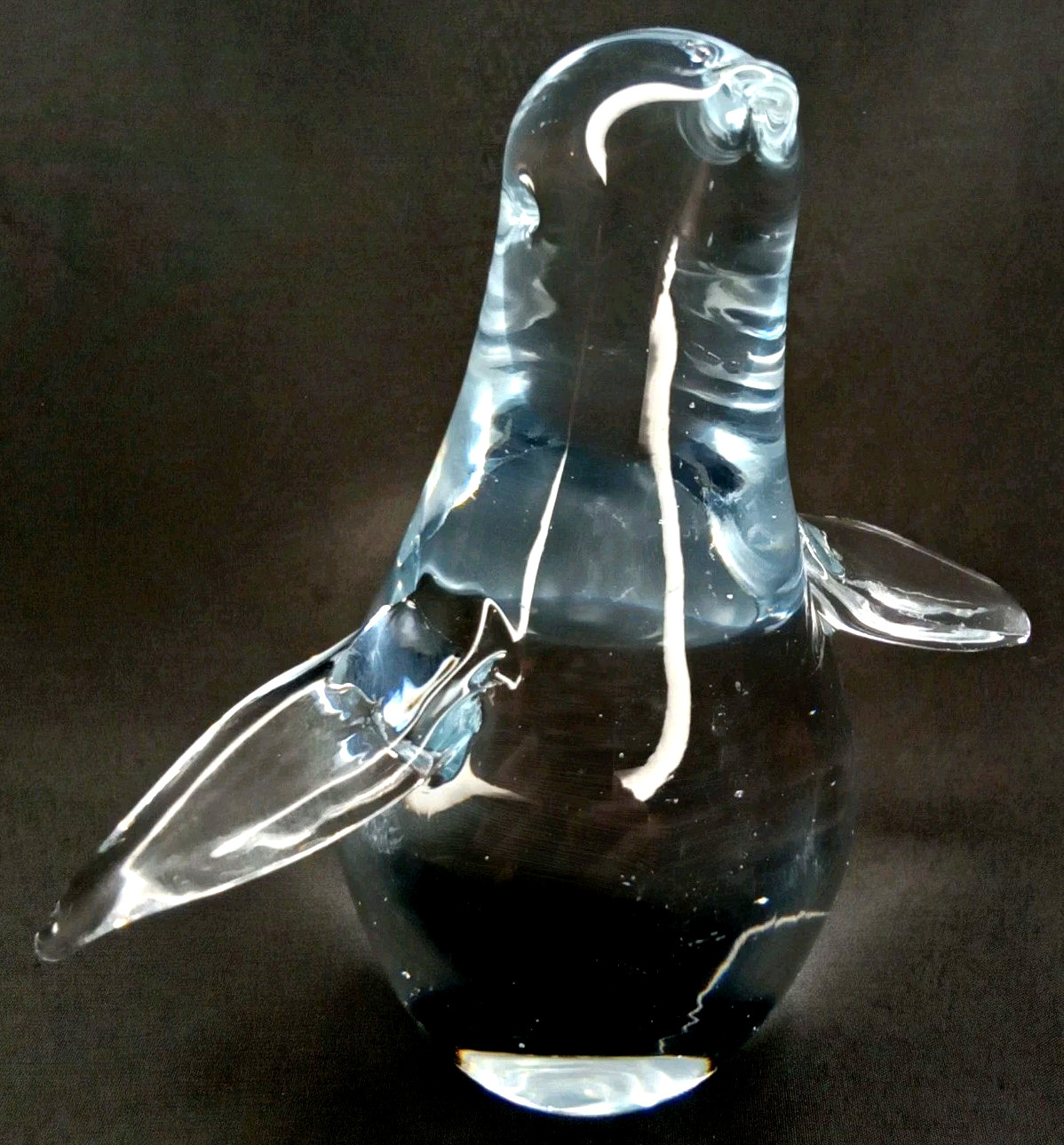 Vintage 1970s Clear Crystal Penguin Paperweight