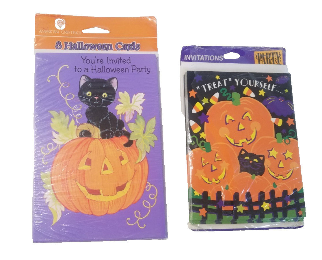Lot of 2 Pkgs Vintage Halloween Party Invites Hallmark American Greetings 5474