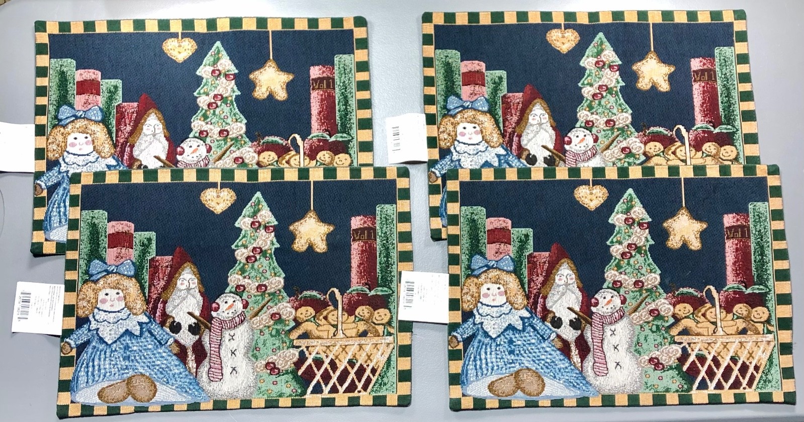 VTG 80s Christmas Placemats Set of 4 Made in USA 12X17.5 New Old Stock