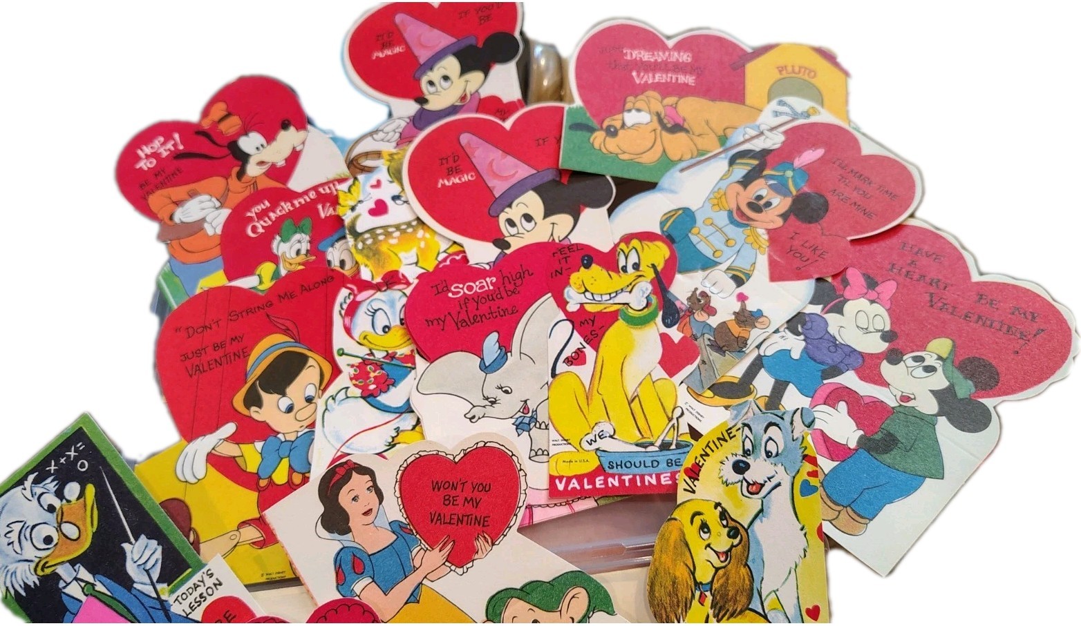 Vintage Disney Valentines New Old Stock Lot Appx 30 Mickey Snow White Bambi 1960