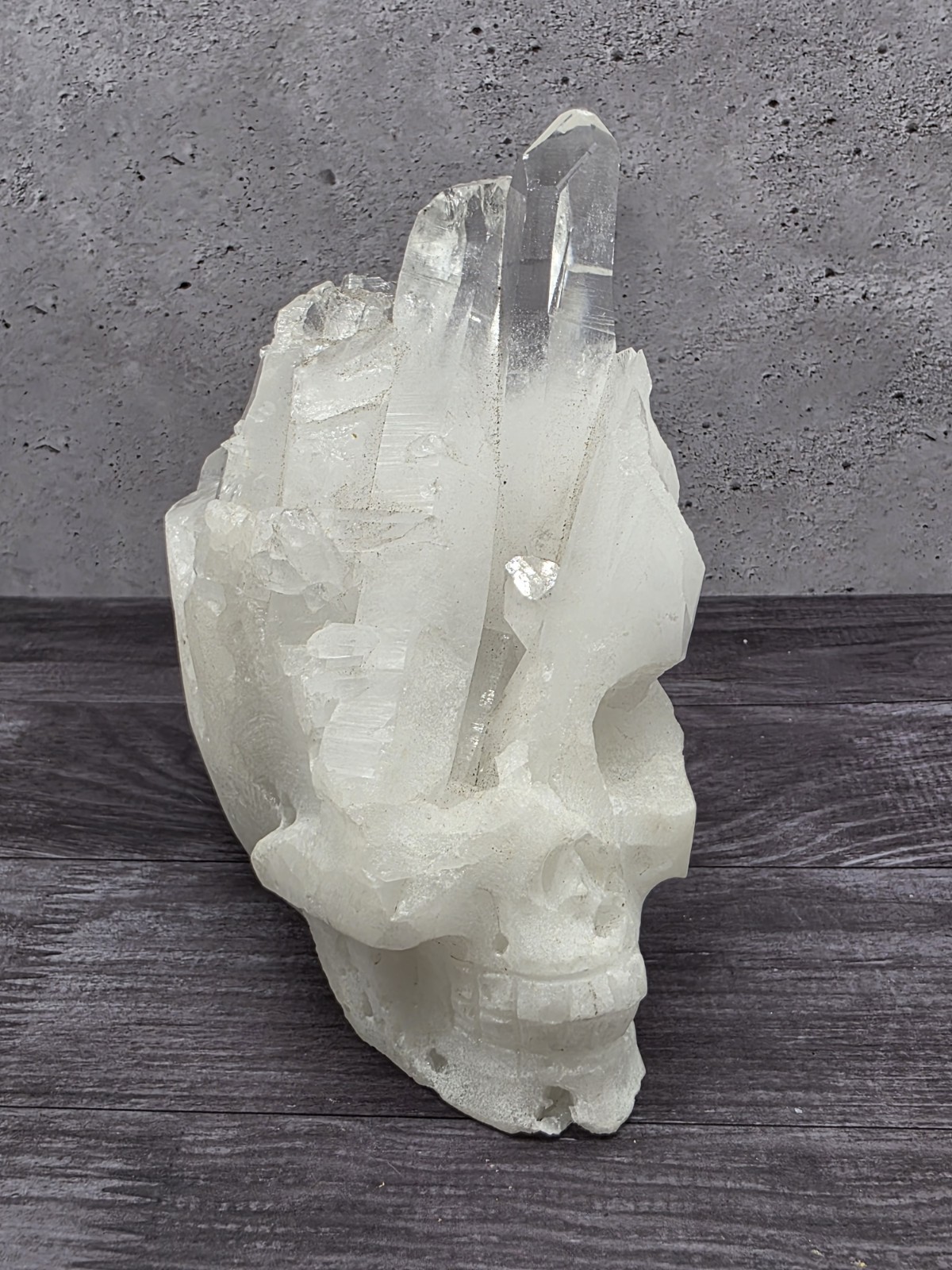 Clear Quartz Cluster Skull Hand Carved Natural Crystal Crown 2lb 9oz 6in