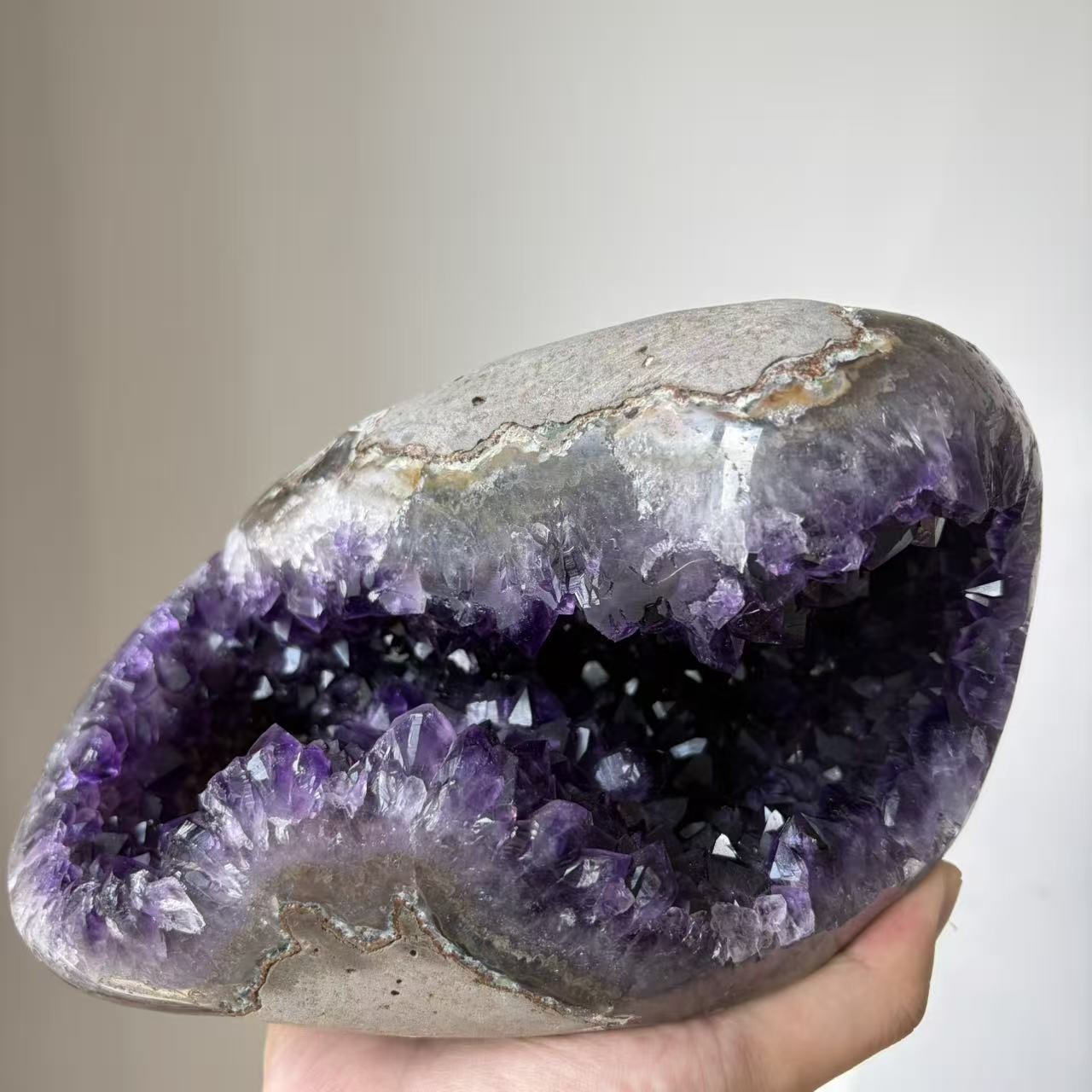8.8LB A+Large Dark Purple Amethyst Pocket Geode Cave Crystal Specimen Healing