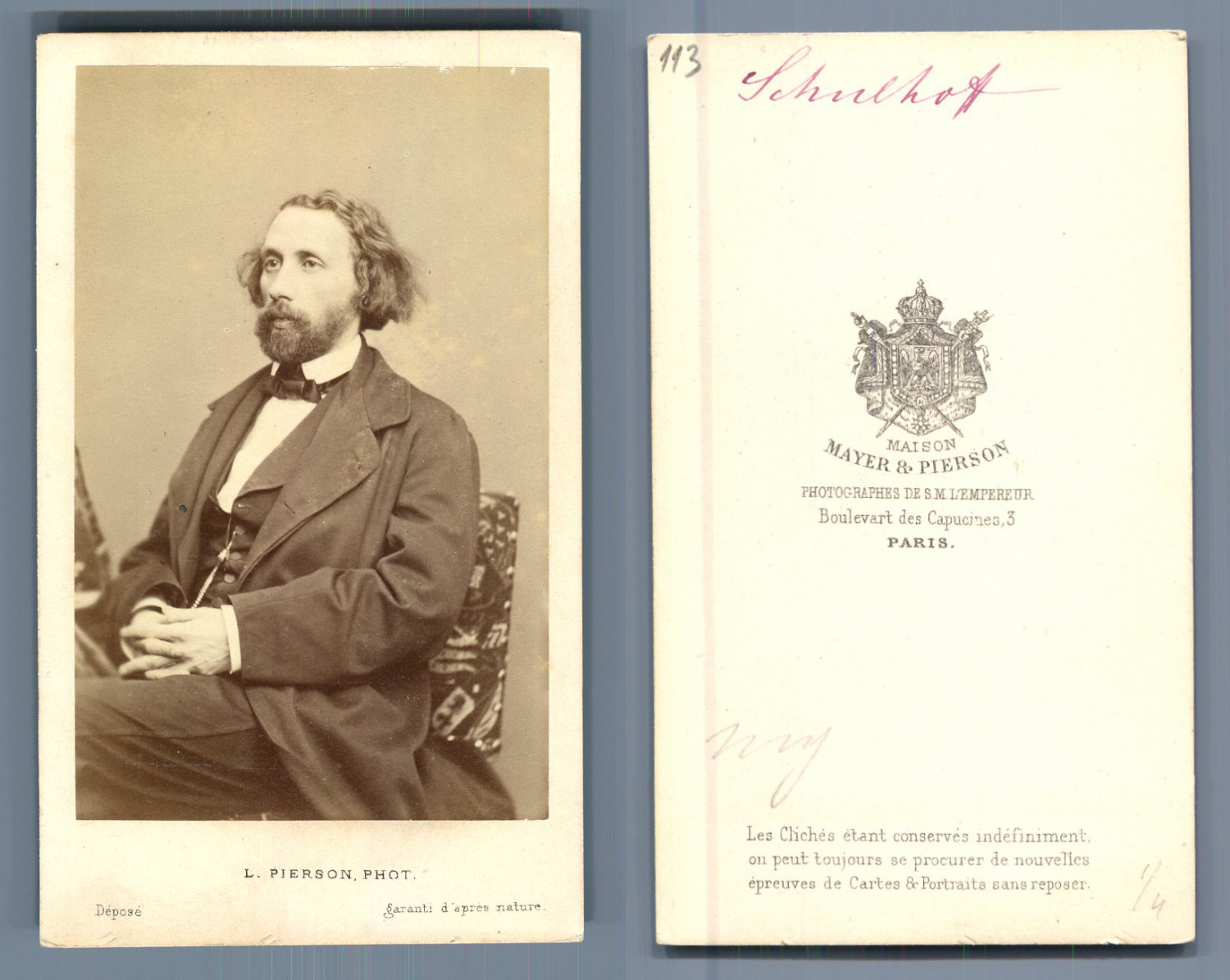 Mayer et Pierson, Paris Le compositeur Julius Schulhoff CDV vintage albumen cart