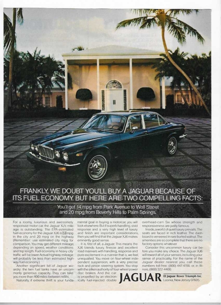 1979 Jaguar XJ Automobile Vintage Car Print Advertisement 
