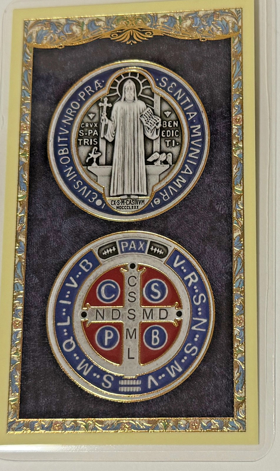 Saint Benedict the Symbolic Meaning of the Medal, Laminated Card, New #PCL-02