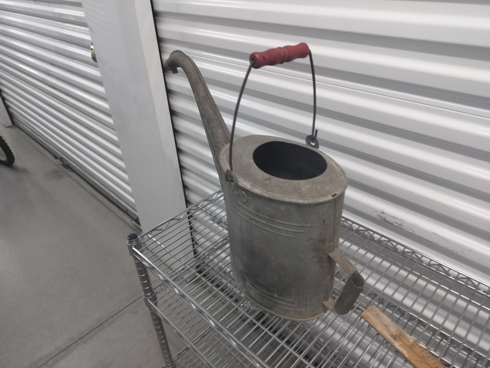 Antique Galvanized Metal Watering Can Gooseneck Spout Bale Handle Vintage