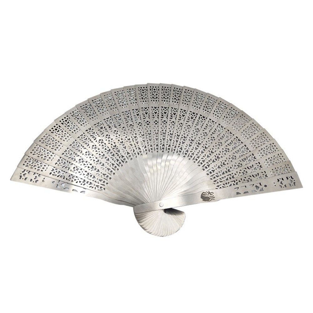 Titanium Alloy Folding Fan Hollow Metal Hand Fan Ancient Style EDC Gift for Men