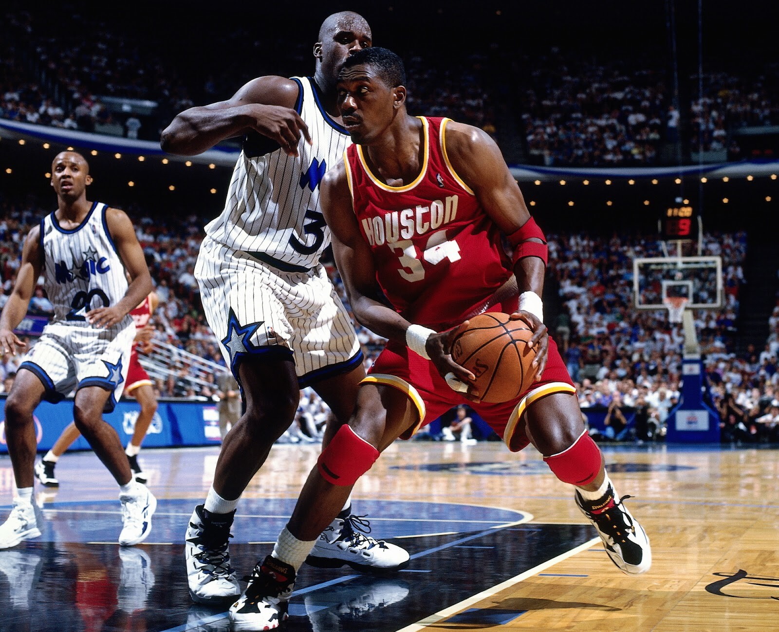 Hakeem Olajuwon, Mario Elie, Clyde Drexler, For th Magic 4x6 Picture Celebrity