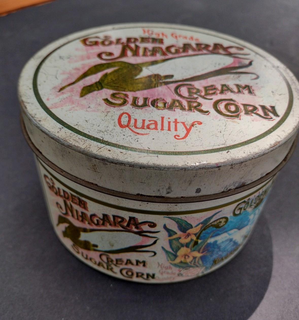 Cheinco Housewares Vintage Golden Niagara Cream Sugar Corn Metal Tin New Jersey