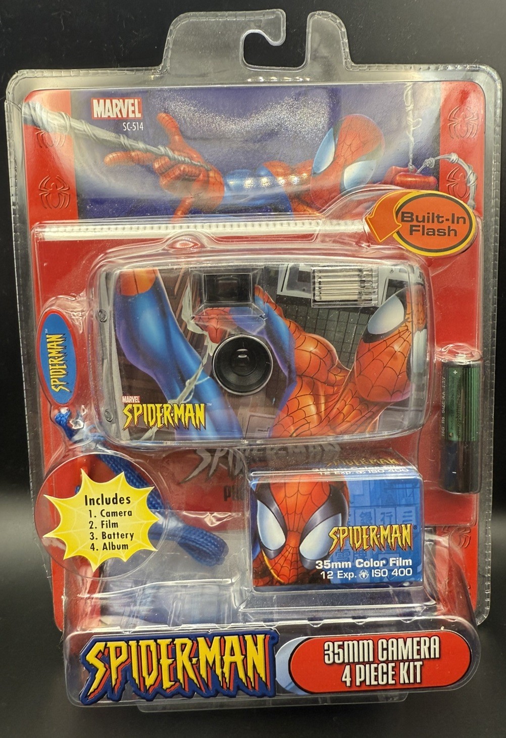SPIDER-MAN 4 Piece Kit 35mm Camera With Built In Flash NEW SEALED 2004 *Read SPIDER-MAN 4 Piece Kit 35mm Camera With Built In Flash NEW SEALED 2004 *Read