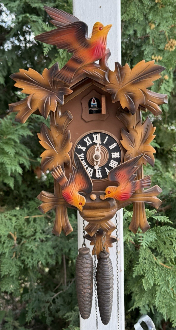 Vintage Cuckoo Clock Co German Cuckoo Clock - VIDEO - ANIMATED - ALL ORIGINAL