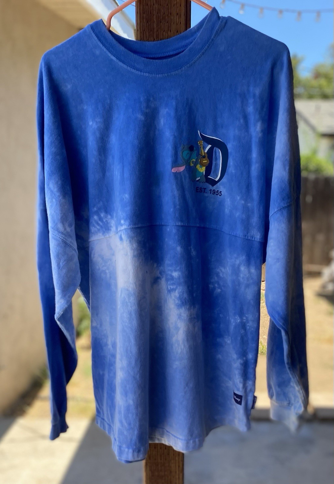 Disney Parks Stitch Spirit Jersey Disneyland Resort Blue Tie Dye L Large