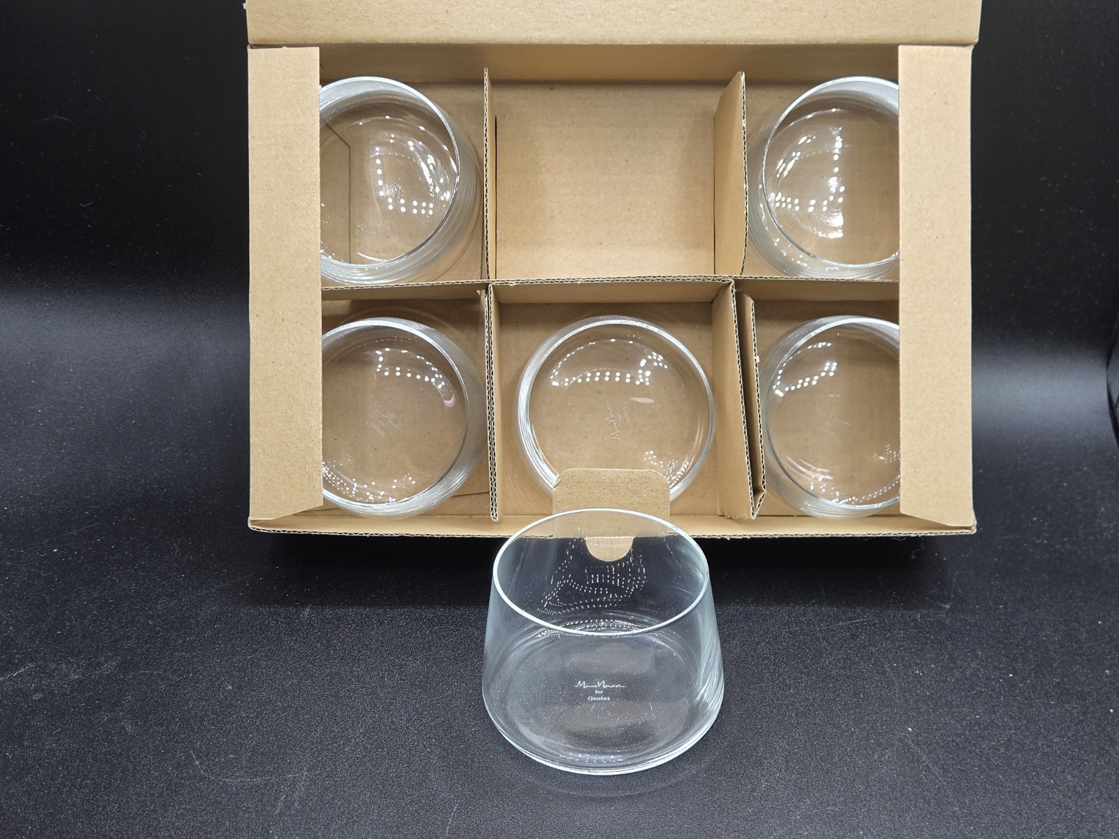 Lot of 6 Qantas Marc Newson First / Business Class Glass Cups - New