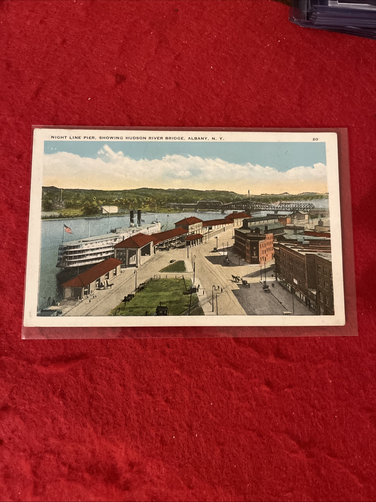 Early 1900s NIGHT LINE PIER - HUDSON RIVER BRIDGE Post Card Divided PC Unused VG