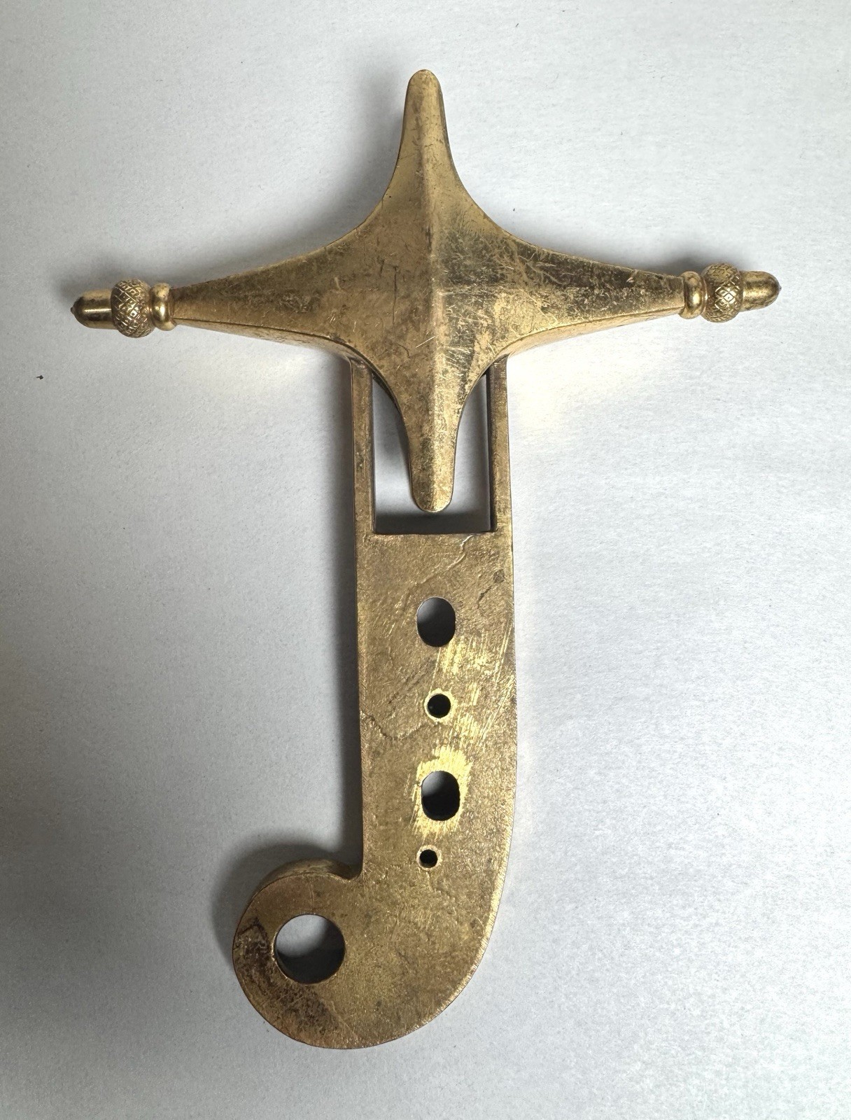 Vintage Tuareg Brass Dagger Hilt Handle - Cruciform Mameluke Style Sword Grip