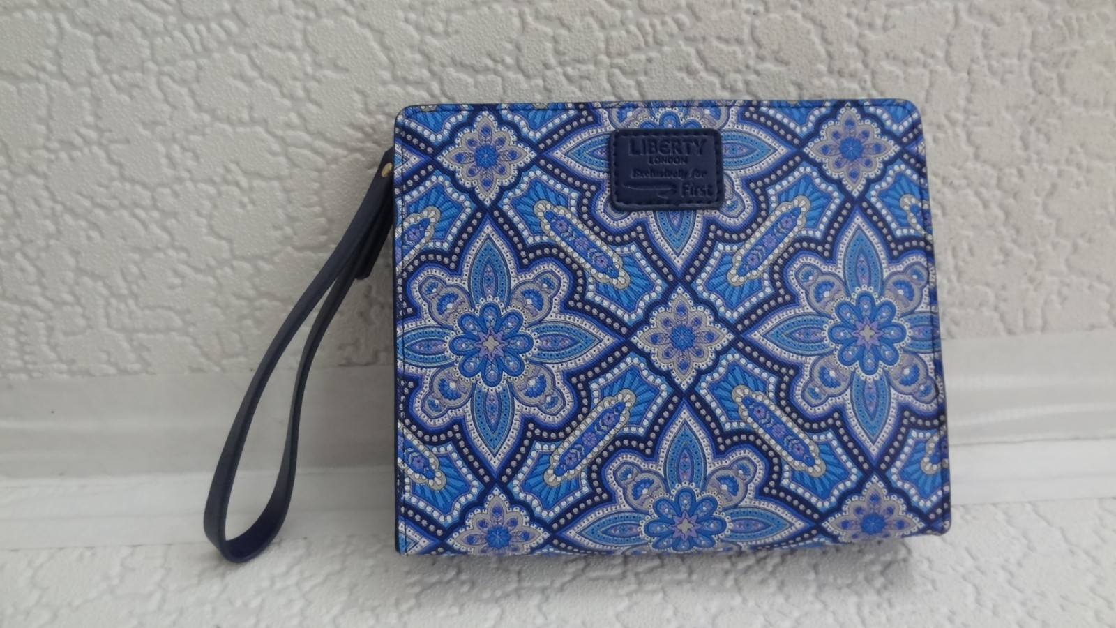 Liberty London Travel Pouch Bag Blue Purple Floral  Zip
