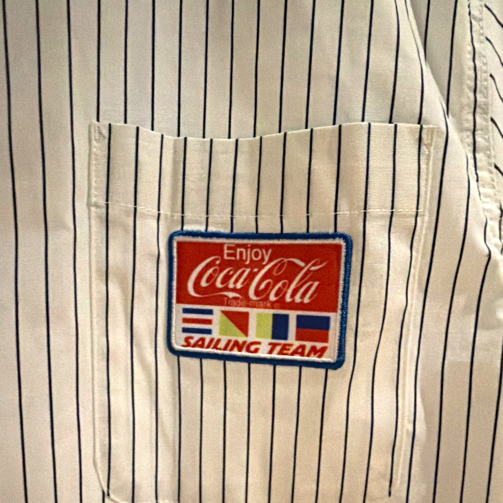 Coca-Cola Enjoy Coca-Cola Sailing Team Striped Button-Up Shirt 1986 Original