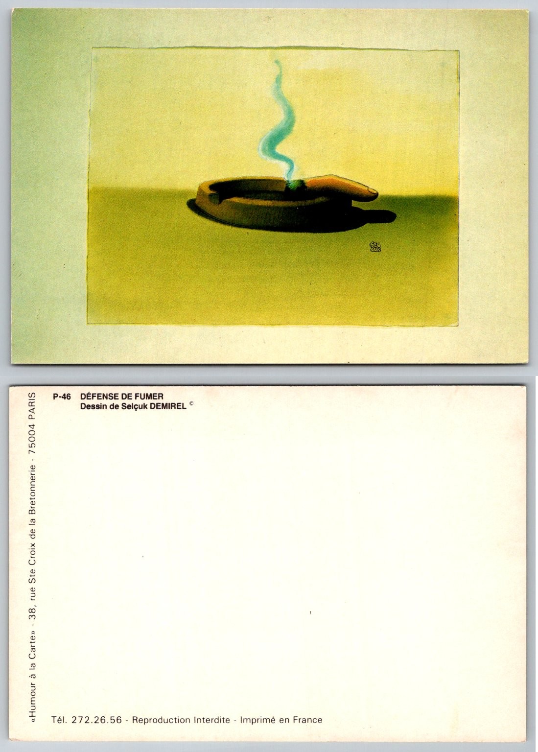 Selçuk Demirel DÉFENSE DE FUMER No Smoking Humorous Art Postcard Paris Selçuk Demirel DÉFENSE DE FUMER No Smoking Humorous Art Postcard Paris