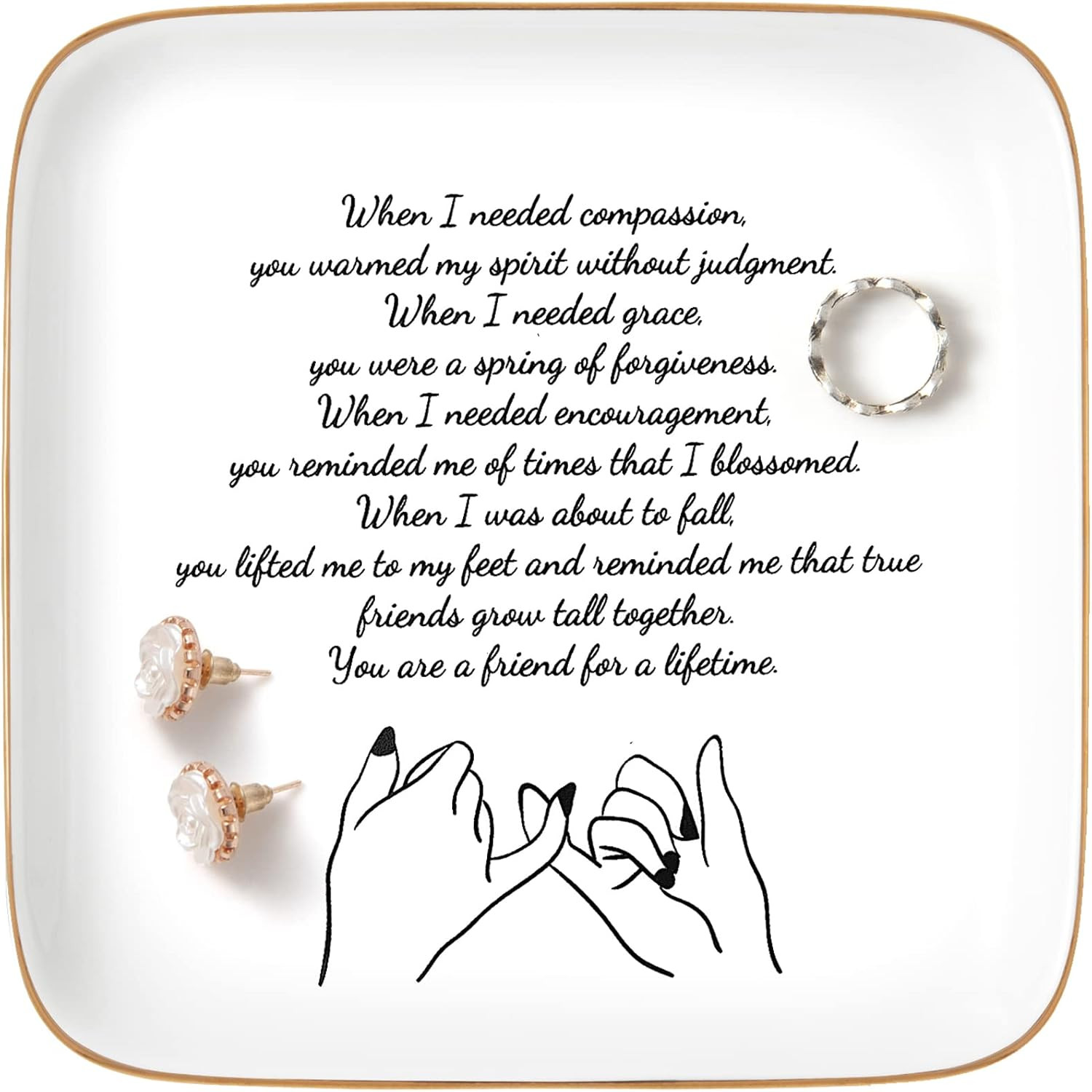 Friend Birthday Gifts for Women Ring Trinket Dish You Are Friends for a Lifetime