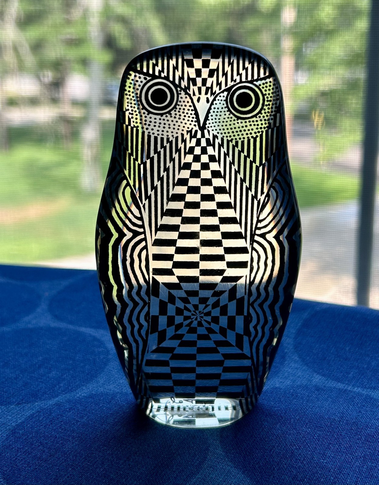 Vintage Abraham Palatnik Lucite Owl Figurine Art MCM Checkerboard Design Vintage Abraham Palatnik Lucite Owl Figurine Art MCM Checkerboard Design