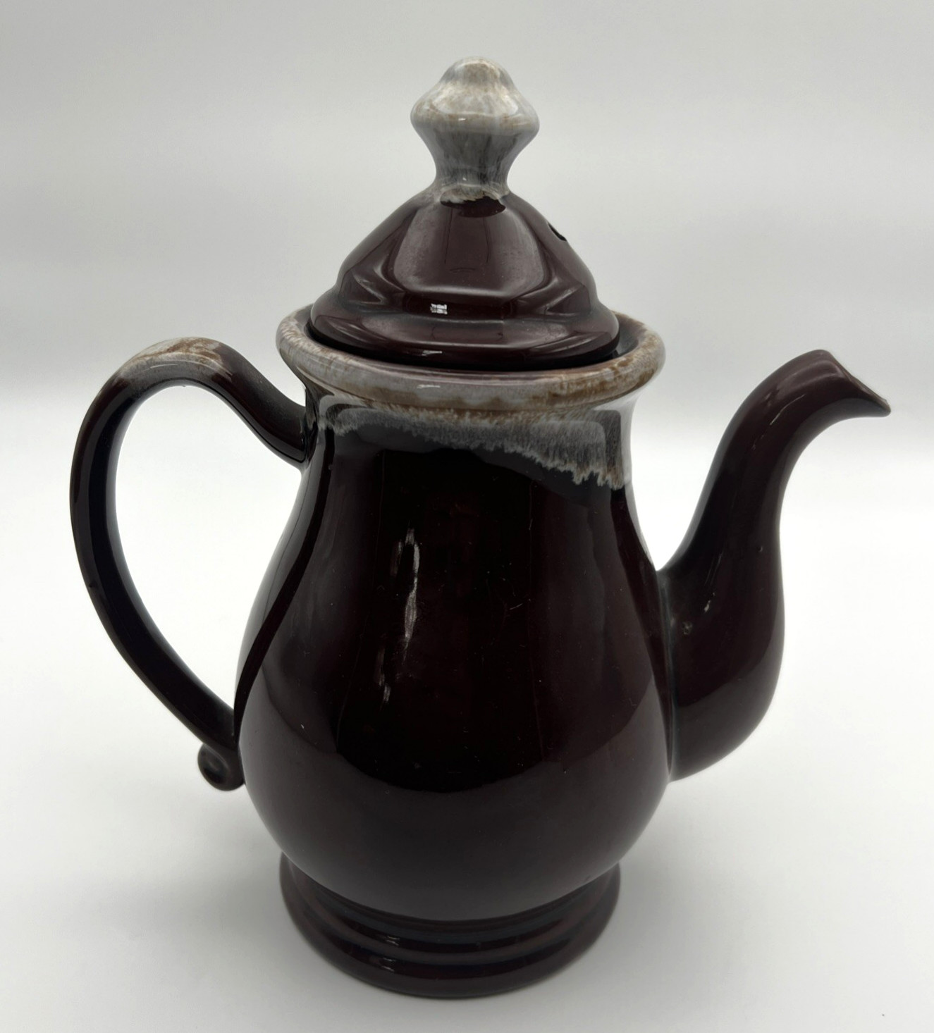 Vintage Brown Drip Glaze Teapot with Lid 8.5