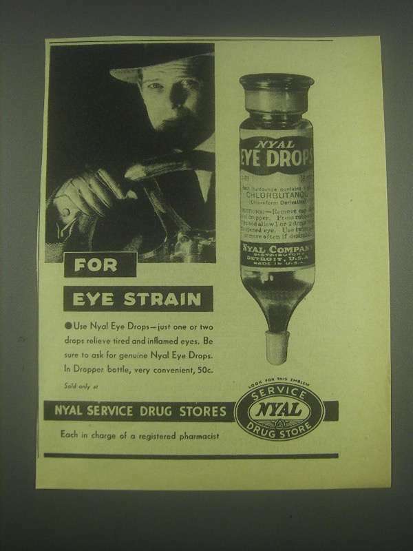 1932 Nyal Eye Drops Ad - For Eye Strain