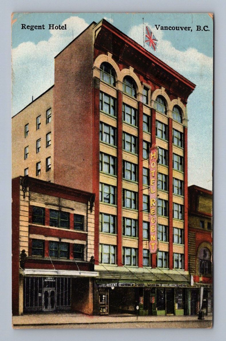 Antique Canada Postcard VANCOUVER Regent Hotel Hastings St 1931