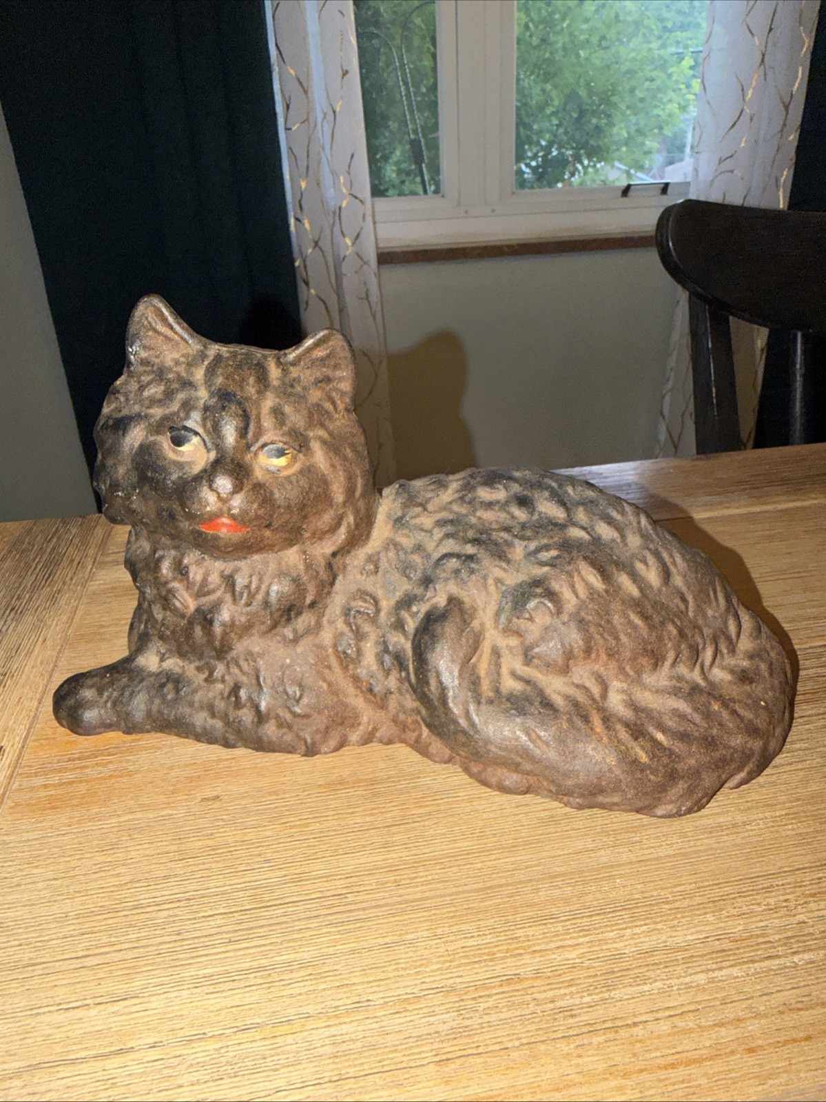 Vintage Antique Hubley Style Cast Iron Cat door stop, ~5 lbs 5.75” Tall