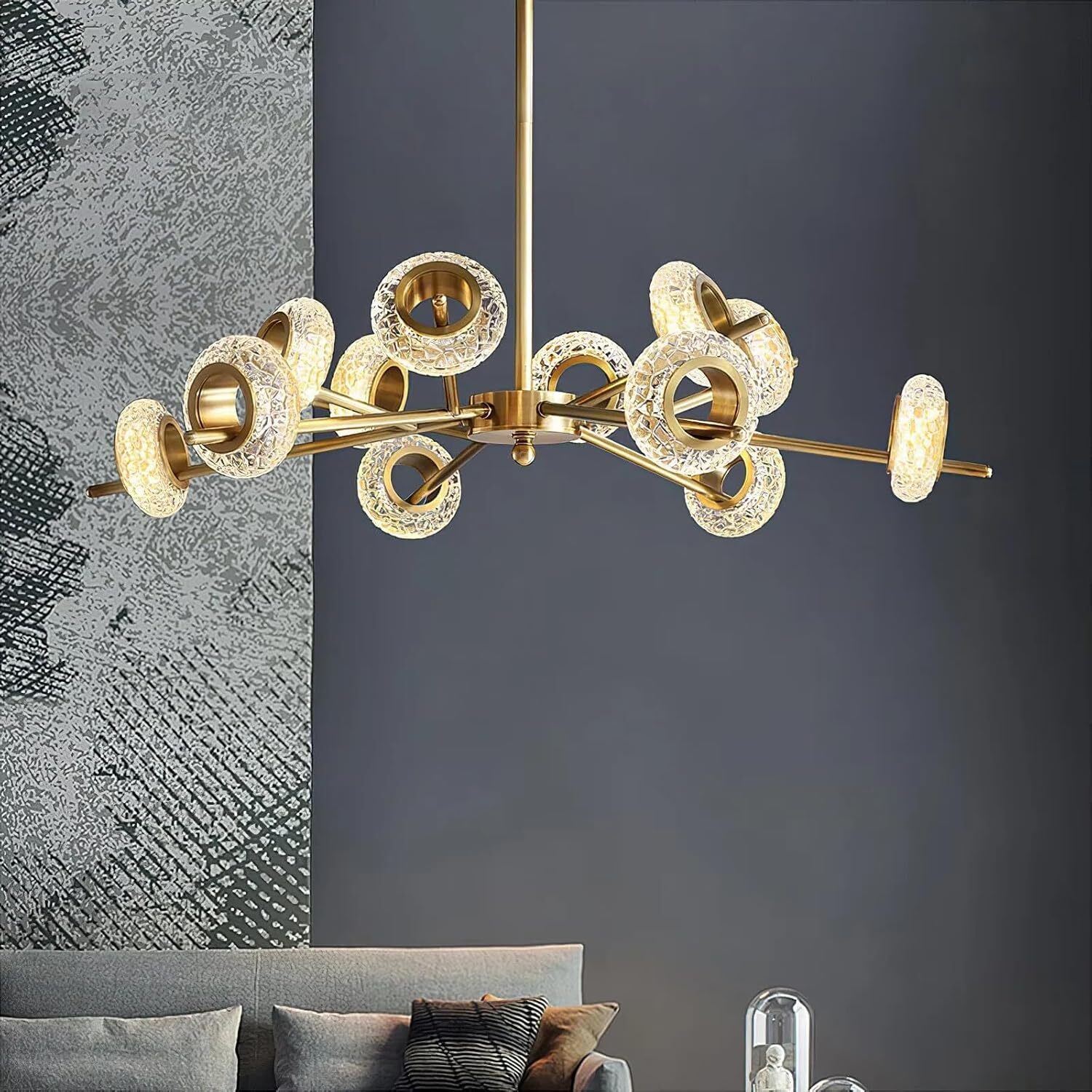 Modern Crystal Sputnik Chandelier, 12-Light LED Lighting Fixture, Pendant Lamps