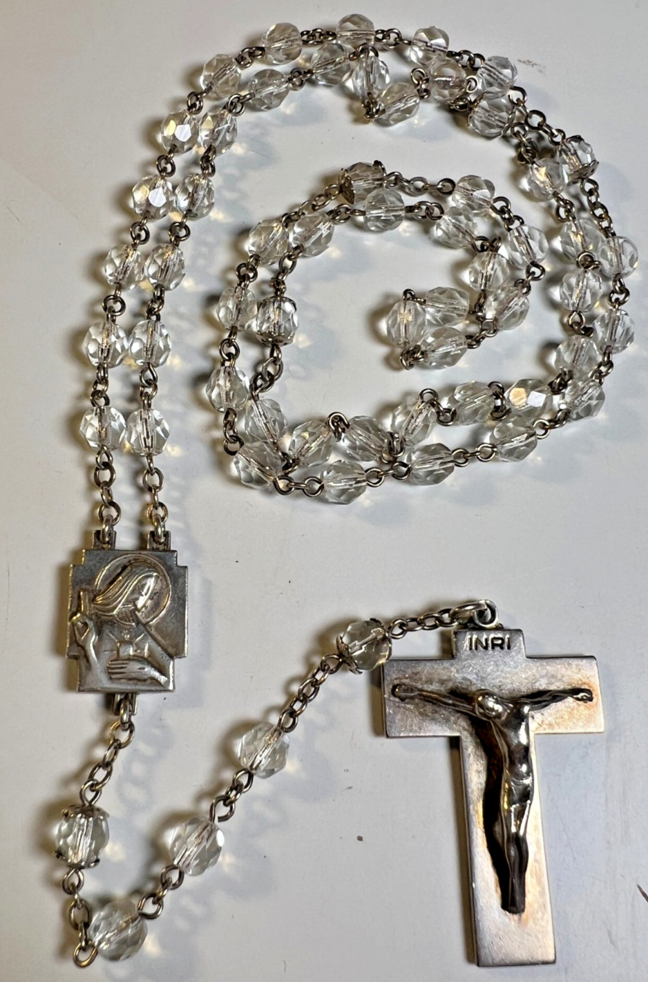 Antique Creed Sterling Silver Catholic Rosary Crucifix Necklace Massachusetts