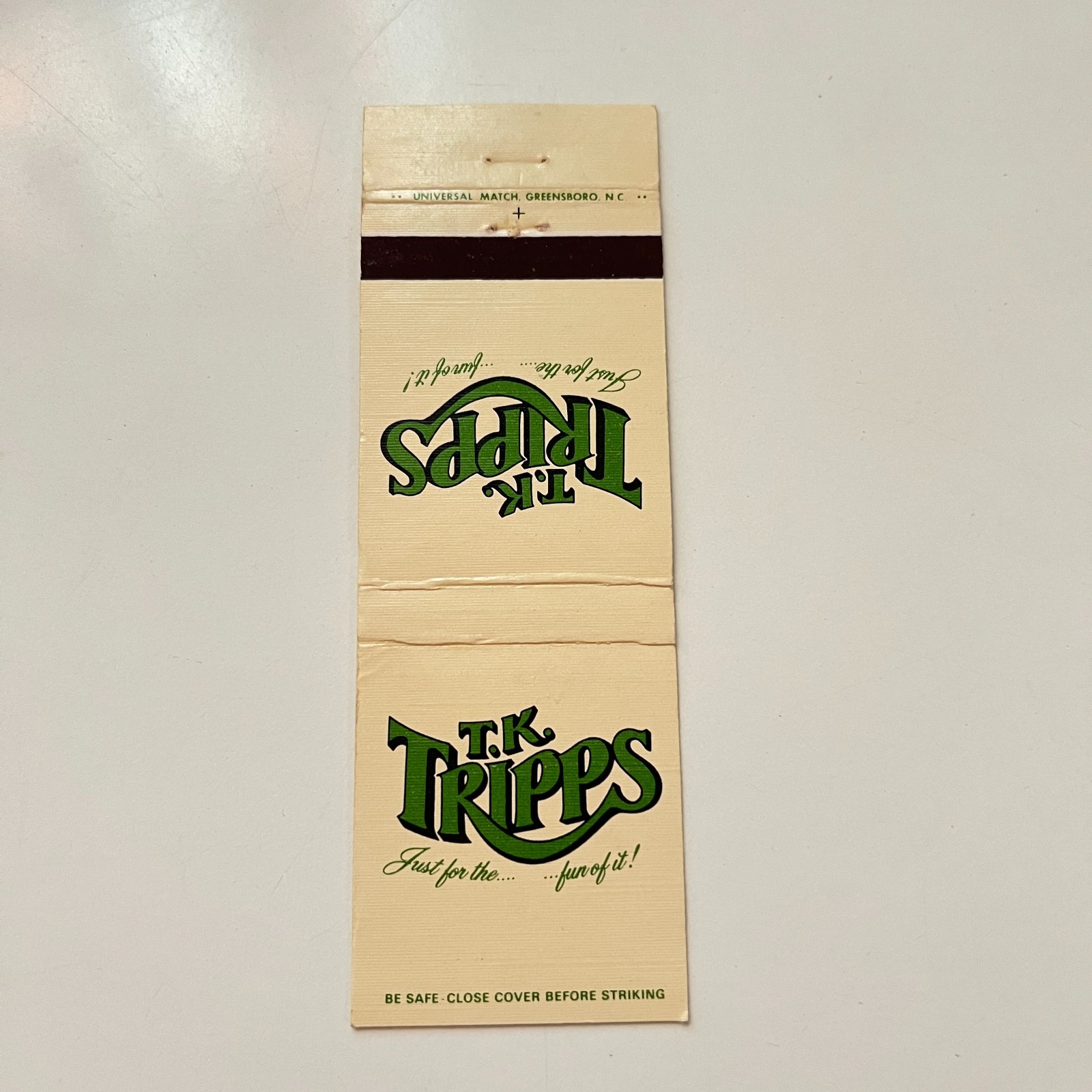 T. K. Tripps Greensboro NC Vintage Matchbook Cover TMB57-5