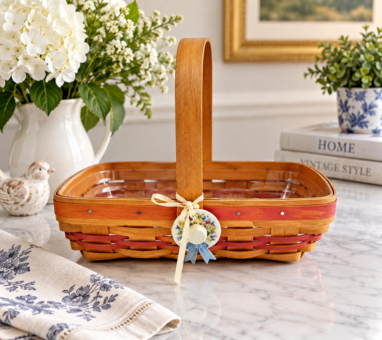 Vintage Longaberger 2000 Century Celebration Basket w/ Tie-On & Protector USA