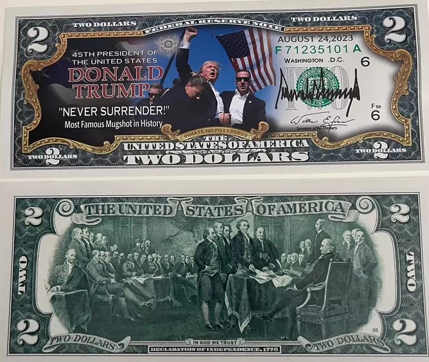 2024 President Donald Trump Assassination NOVELTY$2 Dollar Bill (SHIPS FROM USA)