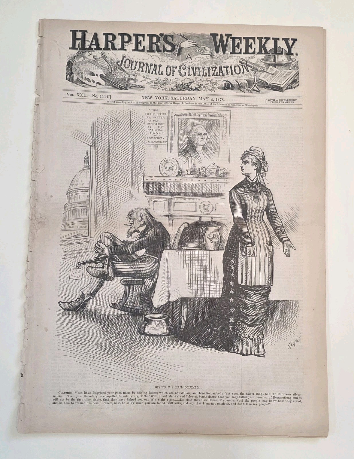 Harpers Weekly May 4, 1878 Full Magazine **Thomas Nast Bears Income Tax Measure* Harpers Weekly May 4, 1878 Full Magazine **Thomas Nast Bears Income Tax Measure*