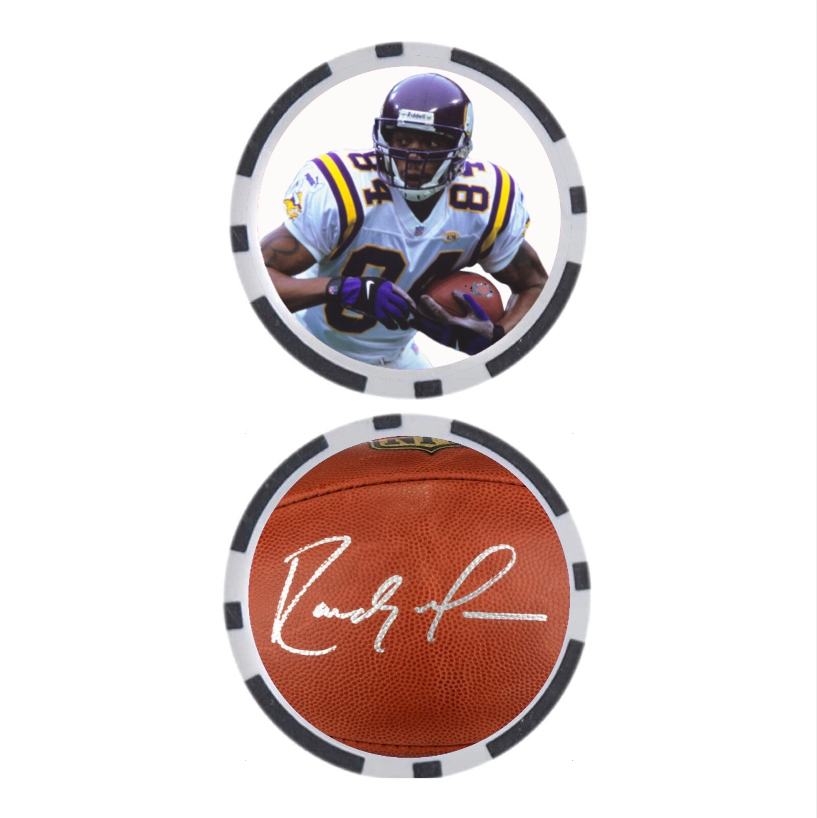 RANDY MOSS / MINNESOTA VIKINGS - POKER CHIP - GOLF BALL MARKER **SIGNED**