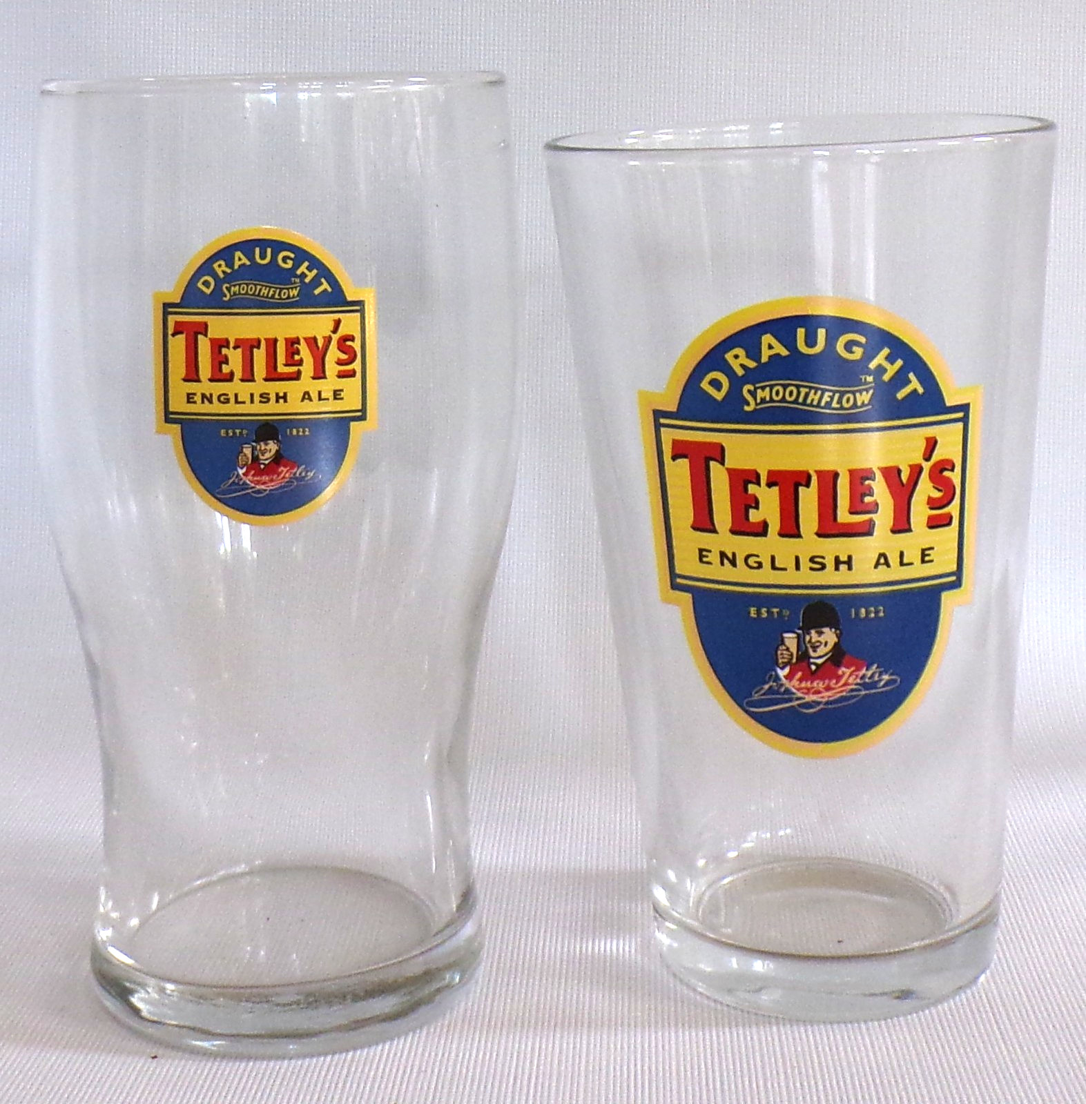 Tetley\'s  English Ale 16 ounce pint, 20 ounce tulip pint glasses, set of 2