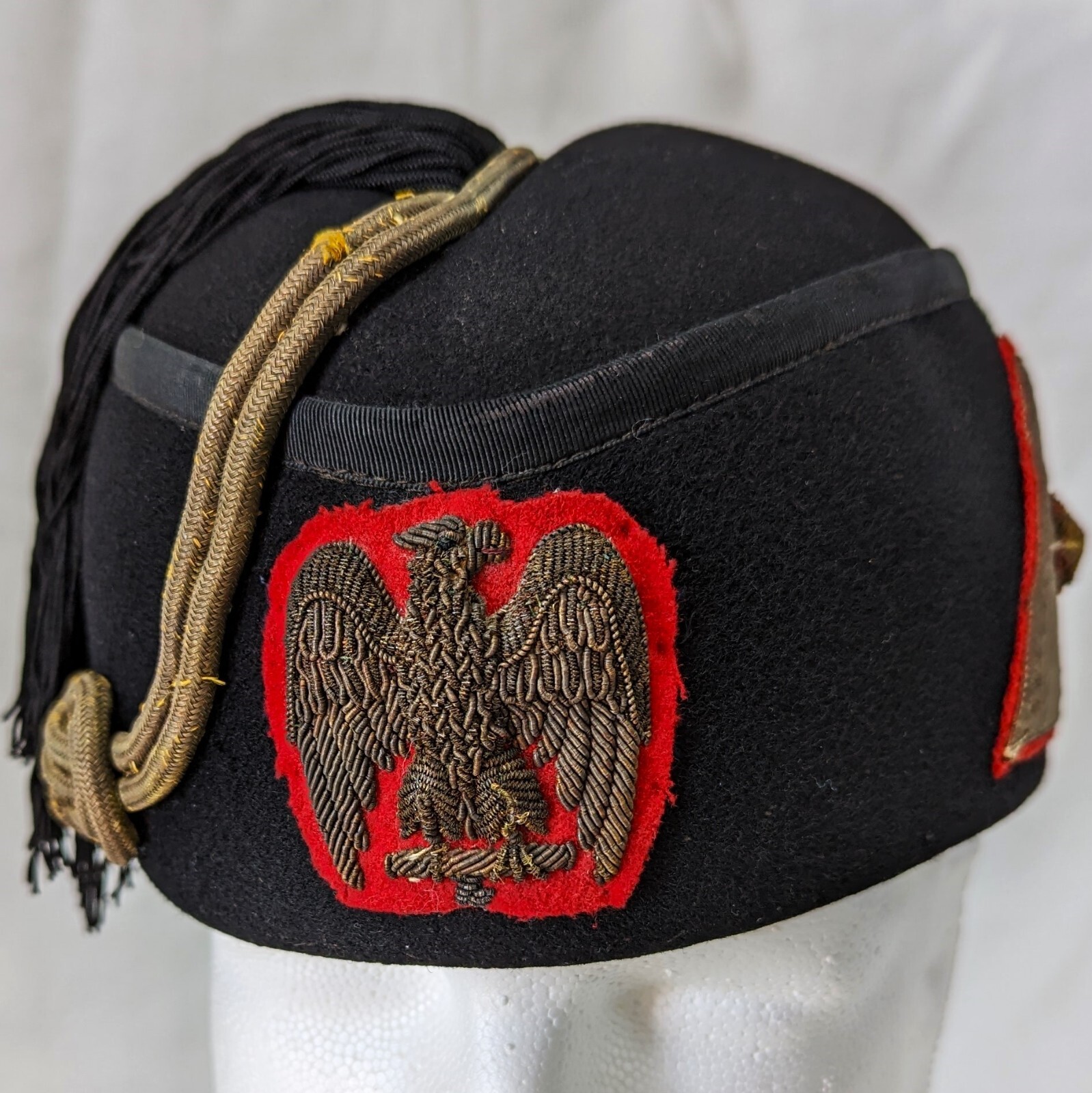 WW2 era Italian Black Shirt MVSN Fascist senior officers’ black uniform fez cap