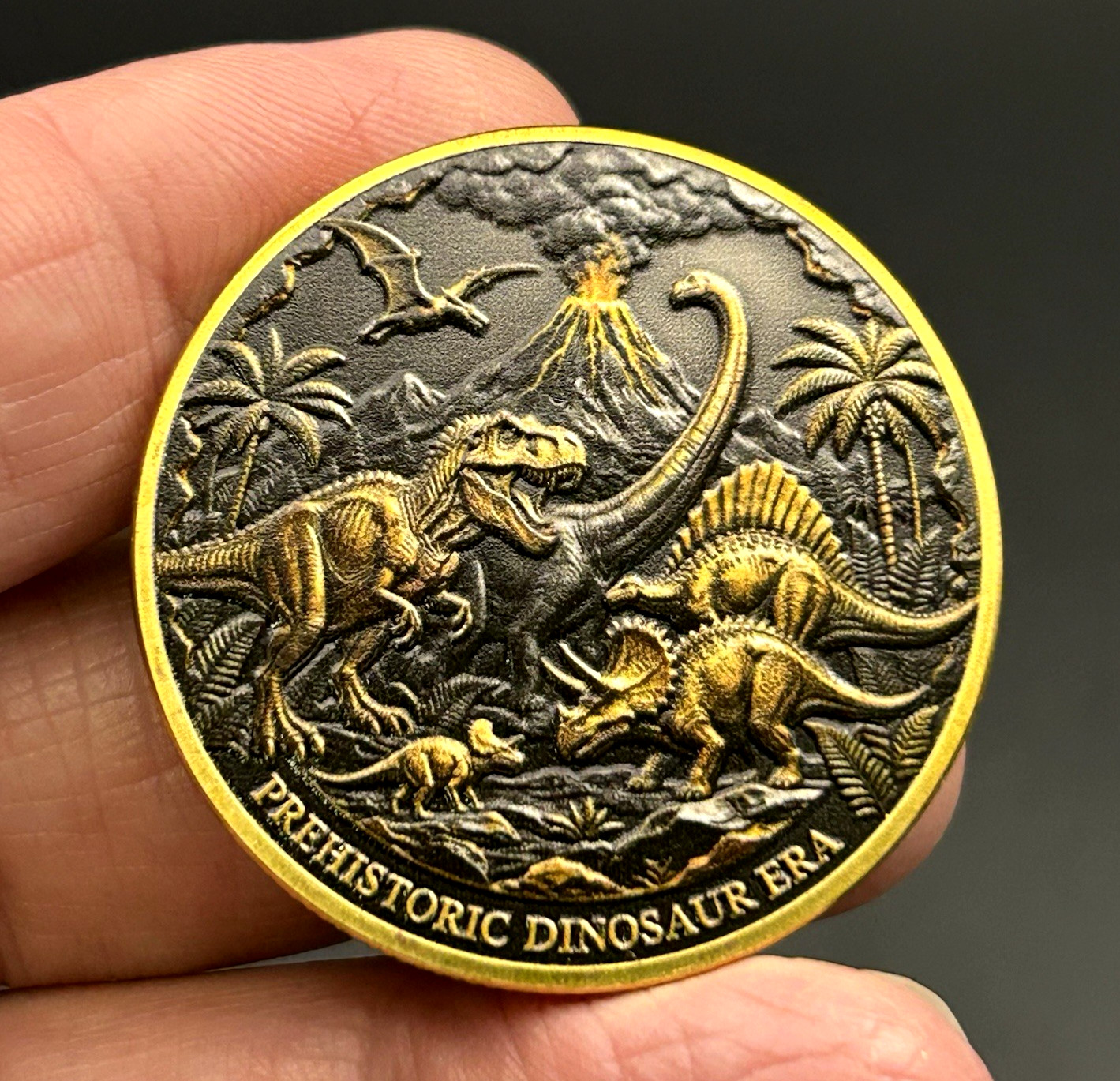 Prehistoric Dinosaurs Era Detailed Collectible 3D Challenge Coin Token Prehistoric Dinosaurs Era Detailed Collectible 3D Challenge Coin Token