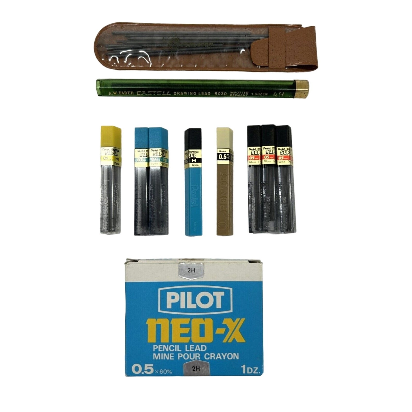 Pilot Neo-X pencil lead refills - 0.5 mm - 2H - 5 Packs, Pentel Super .5, .7 ++ Pilot Neo-X pencil lead refills - 0.5 mm - 2H - 5 Packs, Pentel Super .5, .7 ++