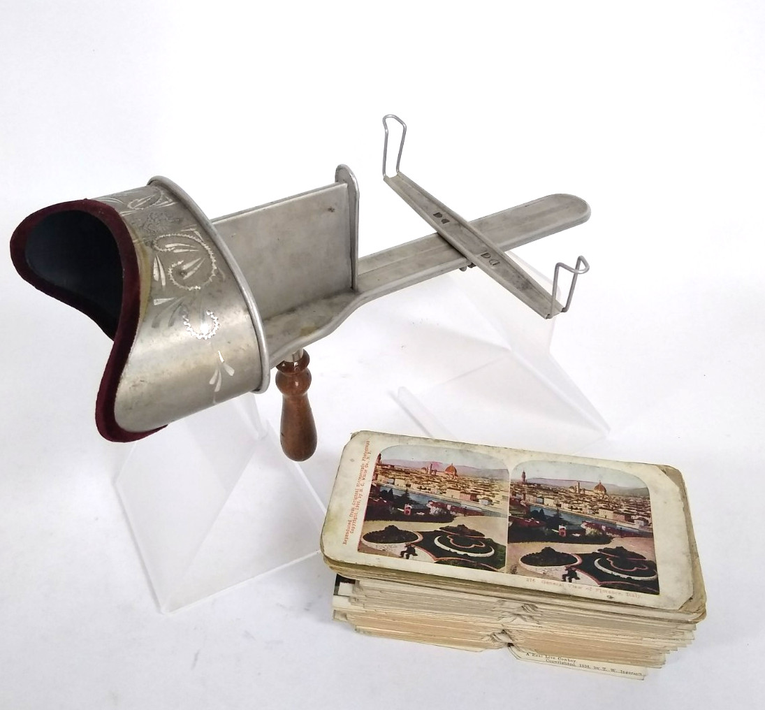 Antique H.C. White Perfecscope Stereoscope w/ 119 Cards, National Parks , Europe