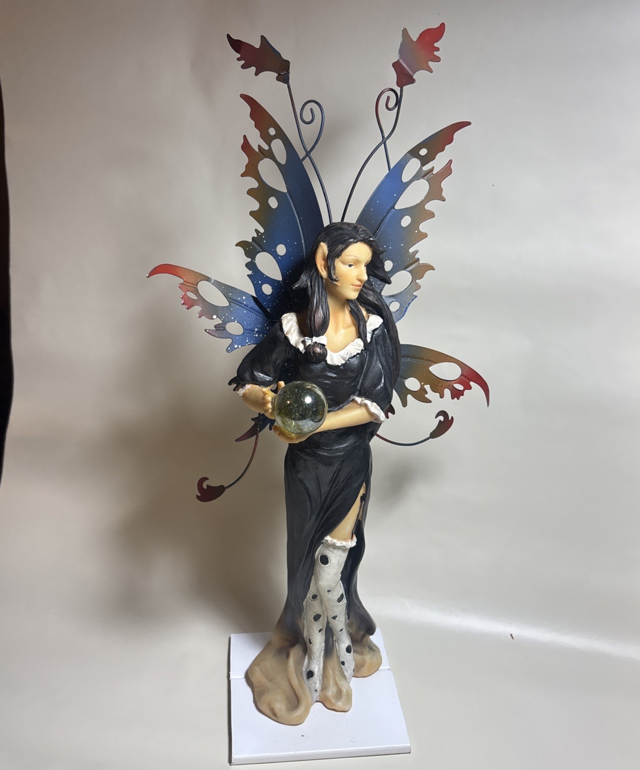 Nemesis Now Style Gothic Black Dress Fairy Statue Colorful Metal Wings 12\
