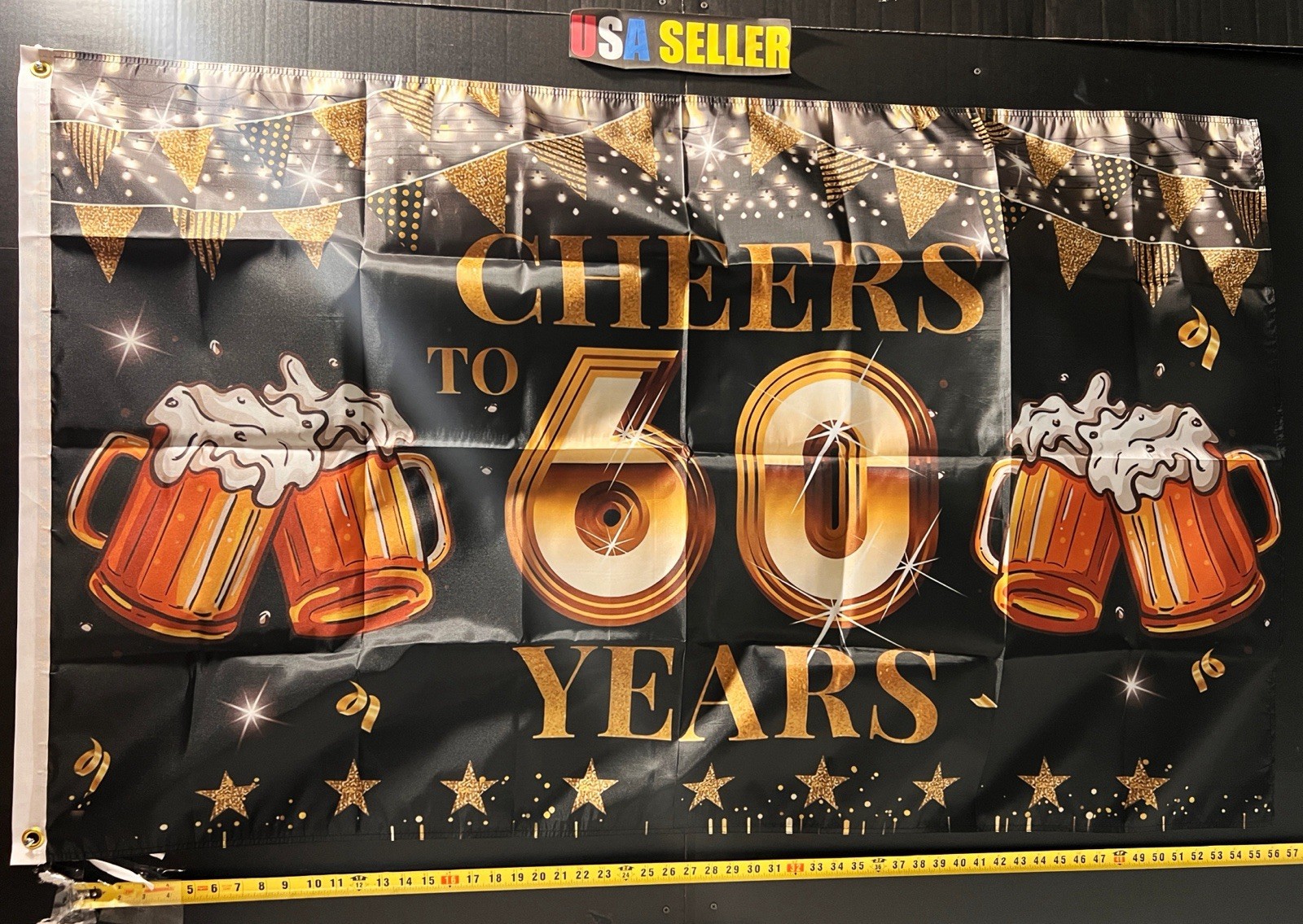 Happy Birthday Cheers To 60 Years Flag FREE USA SHIP Party Man Cave Sign 3x5\'