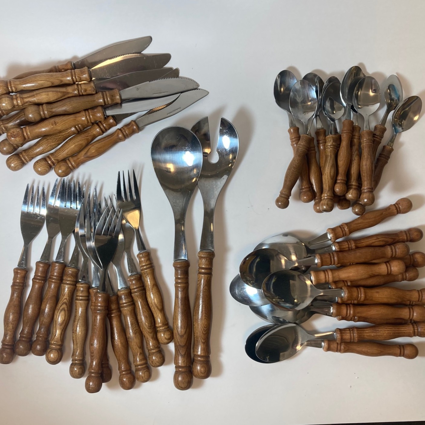 Vintage Lifetime Old Homestead Flatware Stainless Wood Handles Lot 47 Pcs