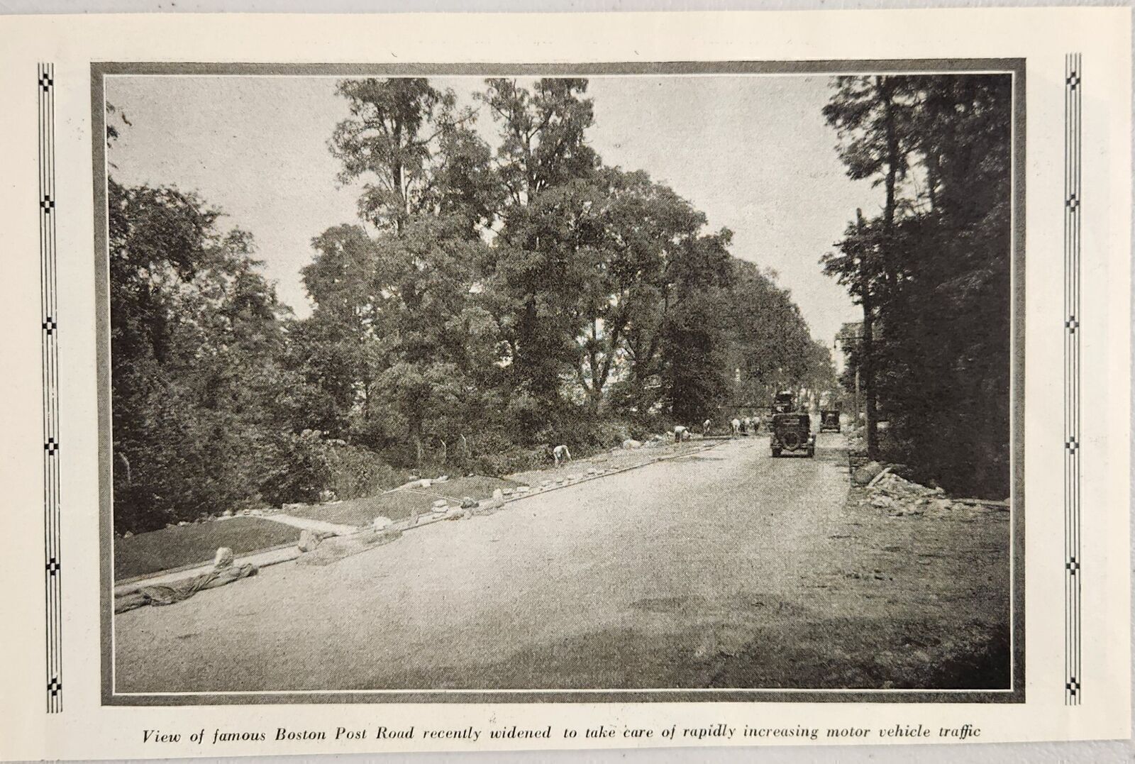 1926 Magazine Photo View of Famous Boston Post Road Motor Vehicle Traffic